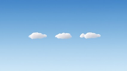 Serene Sky Three Fluffy Clouds Floating in a Vast Blue Heaven
