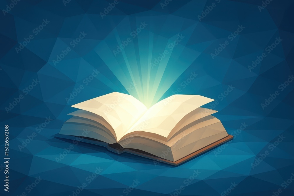 Poster abstract low poly open book on a digital background representing online education and e learning cou