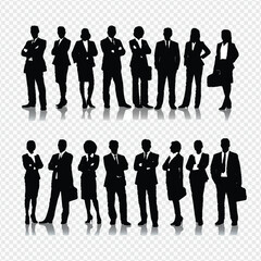 Group of business people silhouettes in various poses, perfect for corporate teamwork illustrations