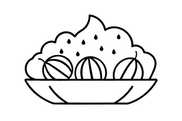 Delicious fruit salad in a bowl line art illustration