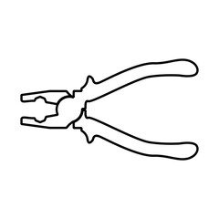 Clean line drawing of angled nose pliers, slightly open.