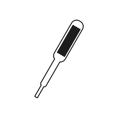 Minimalist line art of a screwdriver angled to the right.