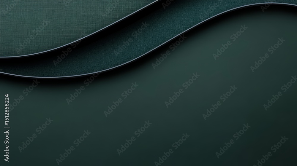 Canvas Prints green background with a wavy line. the line is made of paper and is very thin