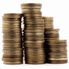 Stunning display of stacked coins symbolizing wealth and prosperity indoor studio high-quality photostock close-up perspective financial concept