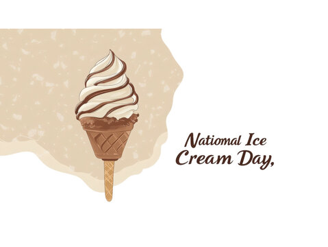 Sweet Celebration of Ice Cream Day: A delectable ice cream cone, swirls of creamy delight and chocolate, takes center stage, a perfect illustration for the national Ice Cream Day!