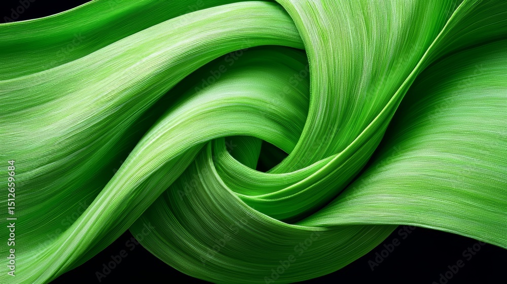 Aufkleber green fabric with a spiral design. the fabric is green and has a wavy texture. the spiral design giv
