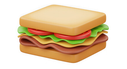 3D Render of a Delicious Sandwich: Perfect for Food Blogs and Websites