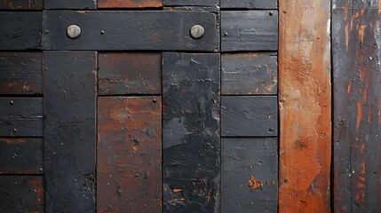Rustic Wooden Wall with Painted Black Panels