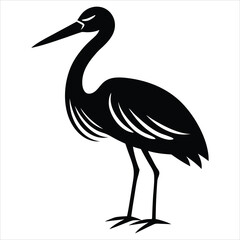Fototapeta premium heron bird silhouette stork silhouette black vector illustration