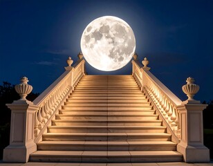 Grand staircase to a large moon