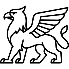 Bold outline of griffin as fantasy symbol