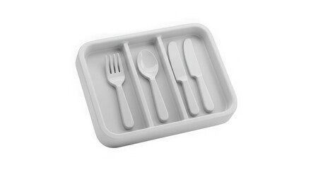 3d kitchen cutlery tray with slots for forks, spoons, and knives, durable plastic organizer for utensils, keeps kitchen drawers tidy and utensils easy to access, practical kitchen accessory for everyd