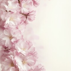 Delicate pastel pink cherry blossoms cascading down the frame