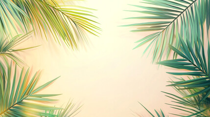 Obraz premium Tropical palm leaves creating a vibrant summer background