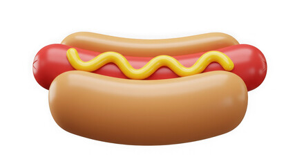 3D Render: Hot Dog with Mustard – Delicious Fast Food