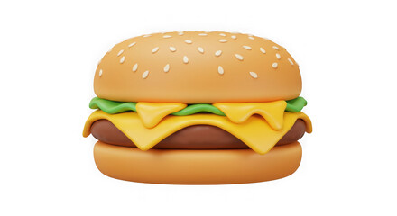 3D Render of a Cheeseburger: Delicious Fast Food Graphic