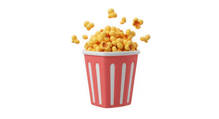 3D Rendered Popcorn Bucket: Cinema Snack, Movie Time Graphic © Laiba