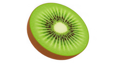 Two halves of fresh kiwi fruit 3D showing bright green flesh and seeds, tropical healthy fruit digital illustration	