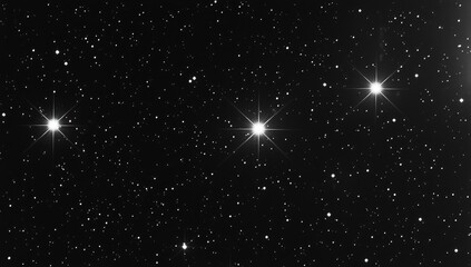 Fototapeta premium Deep space, numerous stars, four bright stars in a line