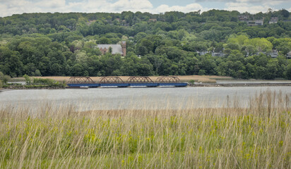 railroad bridge over the croton river next to hudson croton westchester (train trestle) transport