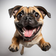Obraz premium Happy Jumping Pug Dog