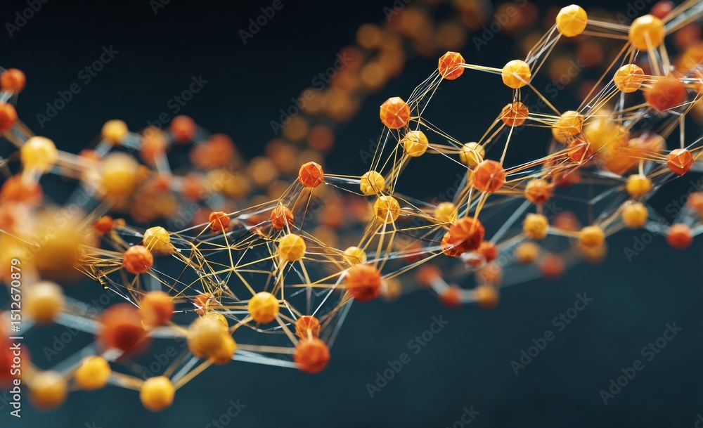 Poster cyber big data flow, blockchain data fields, and network connections form a stream that represents t