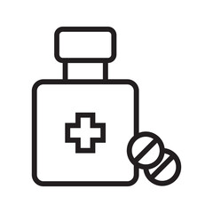 Medicine icon. Medicine bottle and capsule icon
