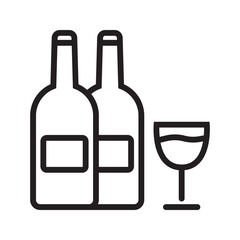 Wine with glass icon. Simple line