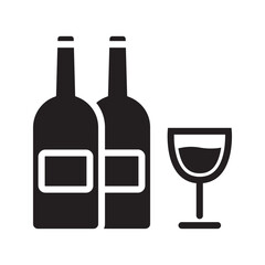 Wine with glass icon. Simple line