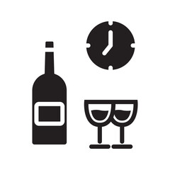 Wine time icon. simple line