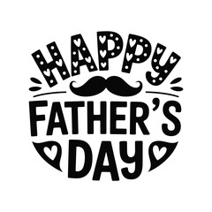 Happy Father’s Day Mustache Typography Black and White Vector