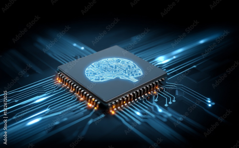 Poster big data and the stock market are connected to machine learning and circuit boards, which are integr