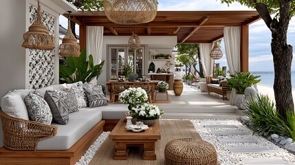 Luxury oceanfront living room decor high resolution picture