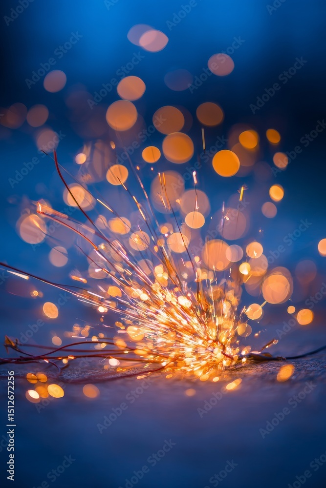 Poster ai generative art featuring blue and gold abstract background with bokeh on new year's eve