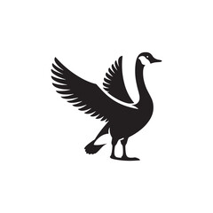 **"Graceful Canada Goose Vector Silhouette: Iconic Waterfowl Design Featuring Long Neck, Outstretched Wings, and Serene Stance in Clean, Minimalist Style for Crafts and Digital Art"**
