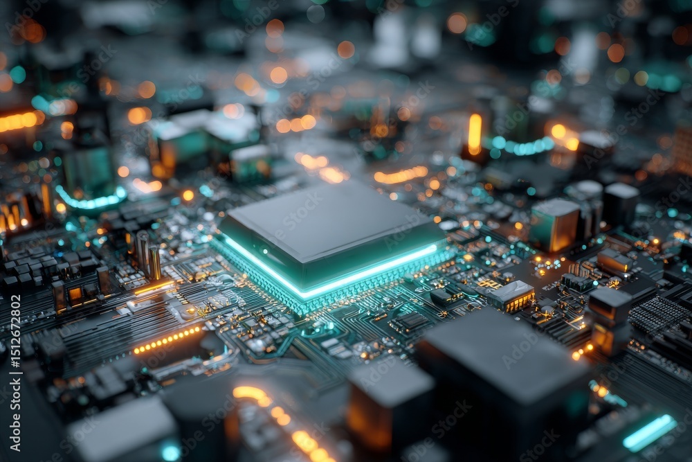 Poster the concept of central computer processors cpu is depicted in a technology background with a circuit