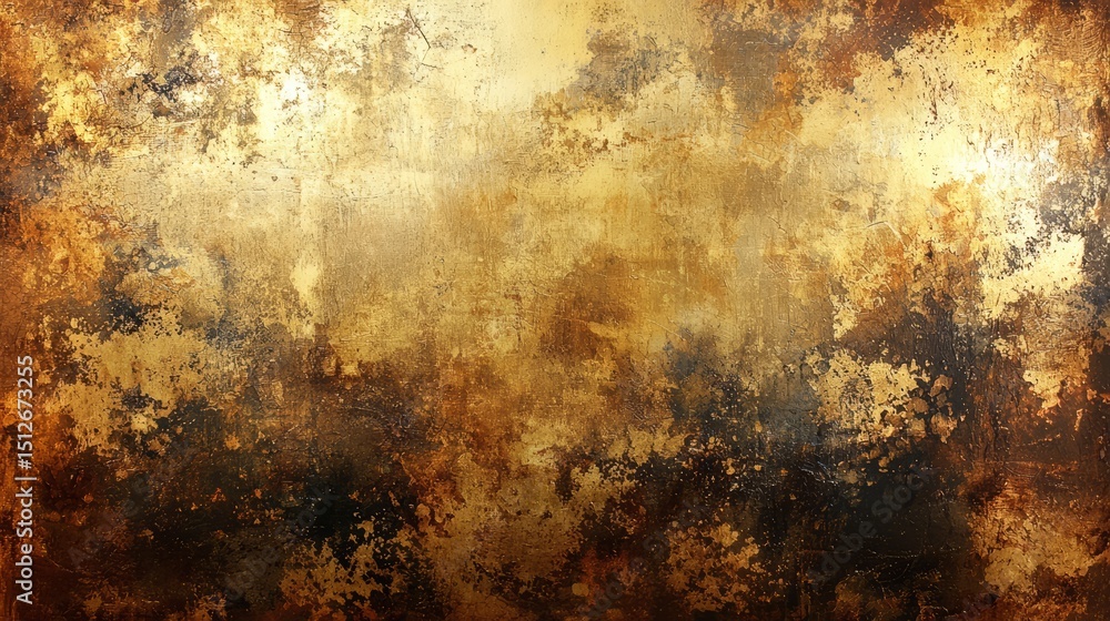 Aufkleber painting of a wall with a gold and brown color scheme. the wall appears to be covered in paint and h