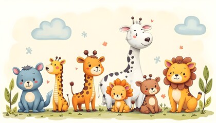 Fototapeta premium Cute Cartoon Animal Characters for Children’s Book Illustration