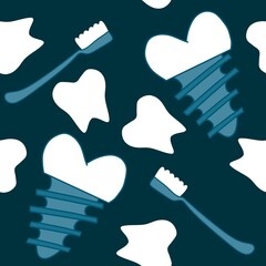 Medicine seamless teeth implants pattern for wrapping paper and fabrics and linens