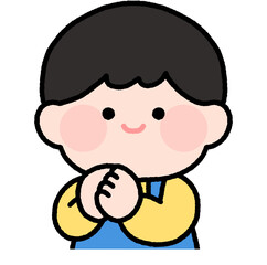 두 손을 모은 기도를 하는 귀여운 아이 일러스트