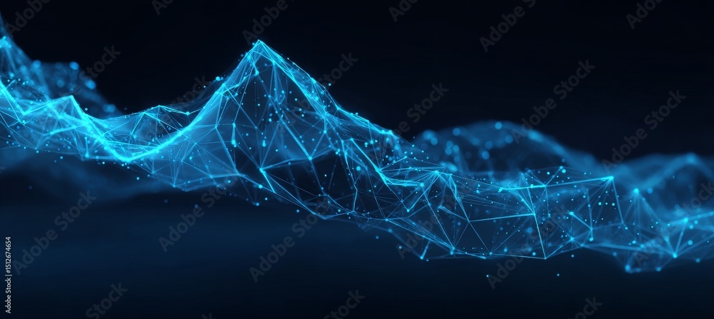 Poster A 3D rendering of a digital background featuring the structured connection of points and lines that comprise a network, facilitated by data technology