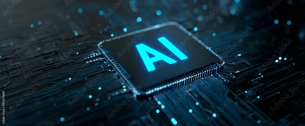 Poster ai learning and stock represent a fusion of business, modern tech, internet, and networking concepts