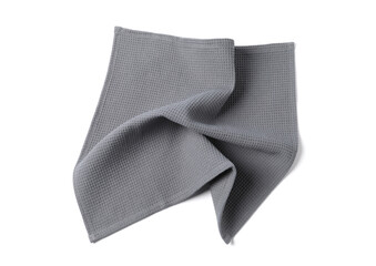 Clean grey waffle towel isolated on white, top view