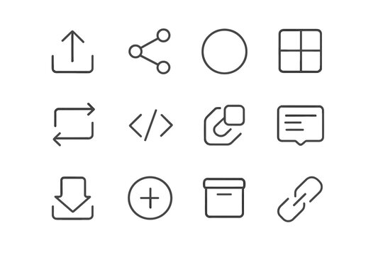 Minimalist black icons set on gradient background for ui design