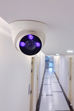 Surveillance Video Camera  wireless CCTV security system.Modern technology and equipment.Surveillance camera on the ceiling for security inside the building.