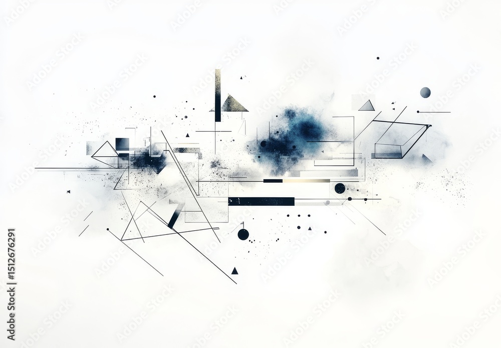 Poster a dynamic and textured artwork is formed by overlapping triangles in different shades of black and w