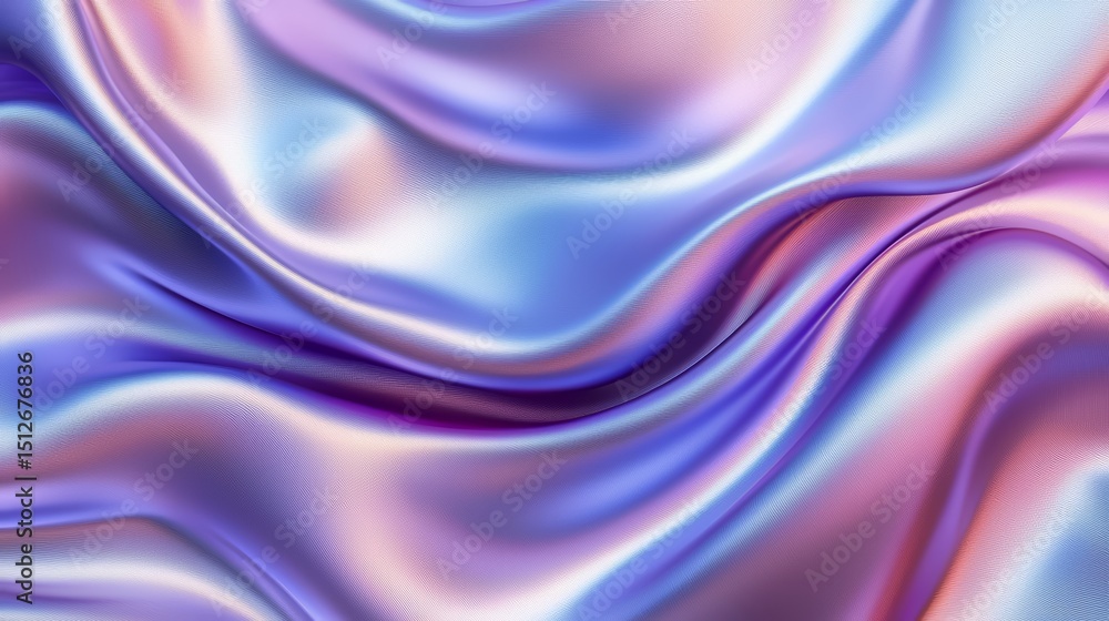 Poster purple and blue fabric with a wave pattern. the fabric is very soft and looks like it is made of sil
