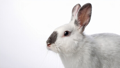 Obraz premium white rabbit portrait on white background