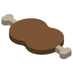肉　骨付き肉　アイソメトリック　イラスト