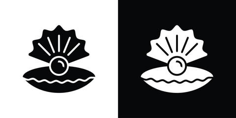 Pearl in the open shell icon illustration. icon templates pack.